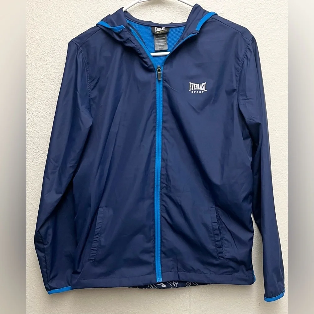 Everlast Jacket Girl’s Size XL (14/16) Blue Full Zip Hooded Wind-Breaker EUC